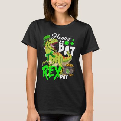 Happy St Pat Rex Day Dinosaur Irish Shamrock St Pa T-Shirt