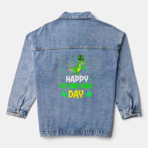 Happy St Pat Rex Day  Dinosaur St Patrick S Day  Denim Jacket