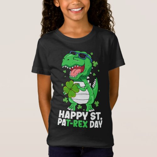 Happy St PaT_Rex Day Dinosaur St Patricks Day Boys T_Shirt