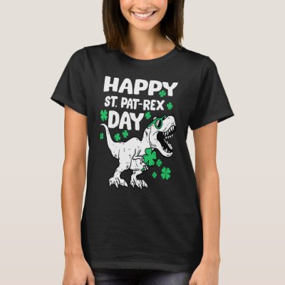Happy St Pat Rex Day Dinosaur St Patricks Day Iris T-Shirt