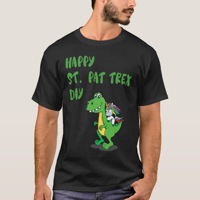 Happy St Pat Rex Day Dinosaur T-Shirt (Front)