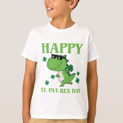 Happy St Pat_rex Day Funny Cute Dinosaur Irish T_Shirt