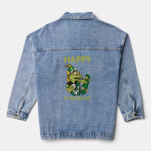 Happy St Pat Rex Day Irish St Patricks Day Drinki Denim Jacket