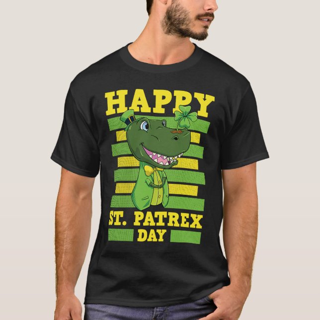 Happy St PaT Rex Day St Patricks Day Dinosaur T-Shirt (Front)