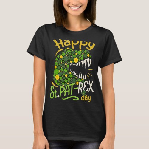 Happy St Pat Rex Day Trex Dinosaur Irish Shamrock  T_Shirt
