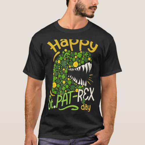 Happy St Pat Rex Day Trex Dinosaur Irish Shamrock  T_Shirt