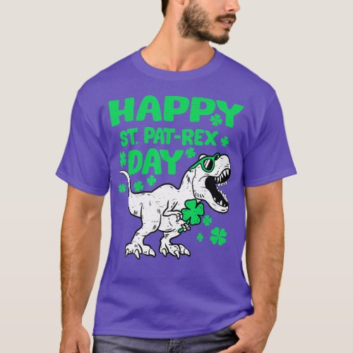 Happy St PaT Rex Dinosaur Saint Patricks Day Boys  T_Shirt