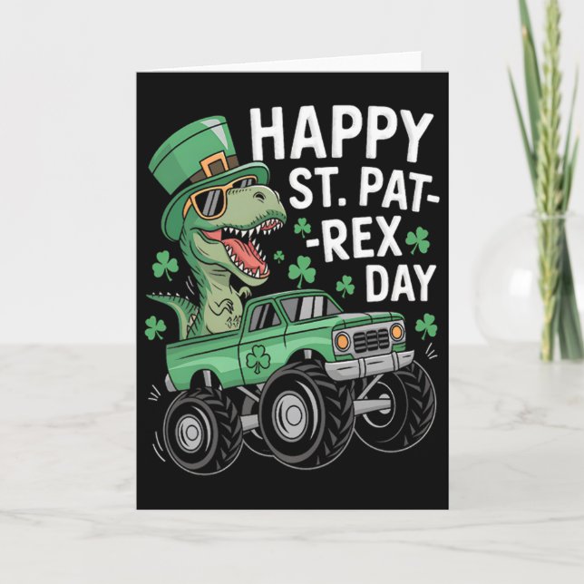 Happy St Pat-rex Patricks Day Dinosaur Monster Tru Card (Front)