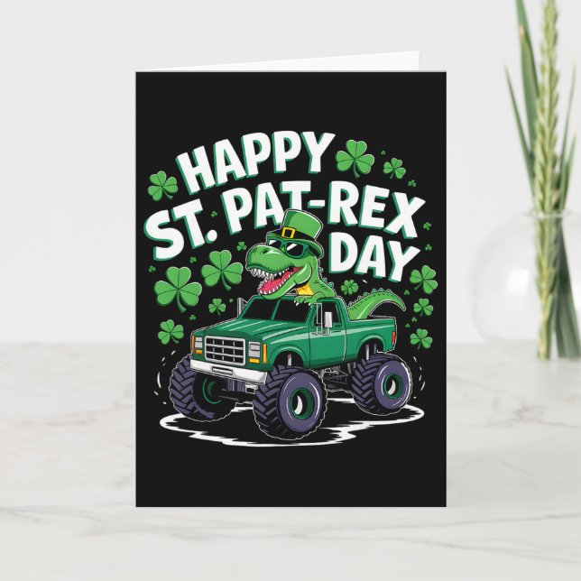 Happy St Pat-rex Patricks Day Dinosaur Monster Tru Card (Front)