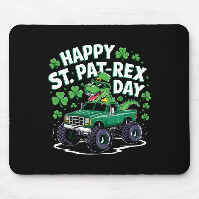 Happy St Pat-rex Patricks Day Dinosaur Monster Tru Mouse Pad (Front)