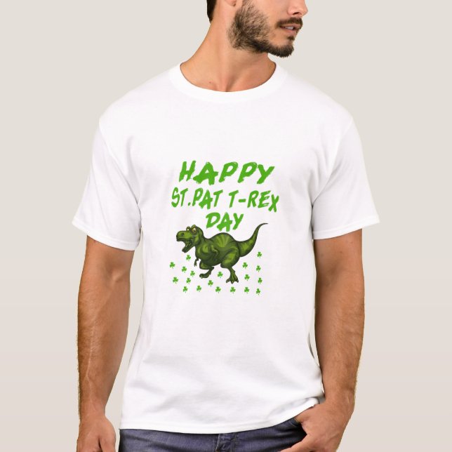 Happy St Pat Rex Saint Patrick's Day Dinosaur Boys T-Shirt (Front)