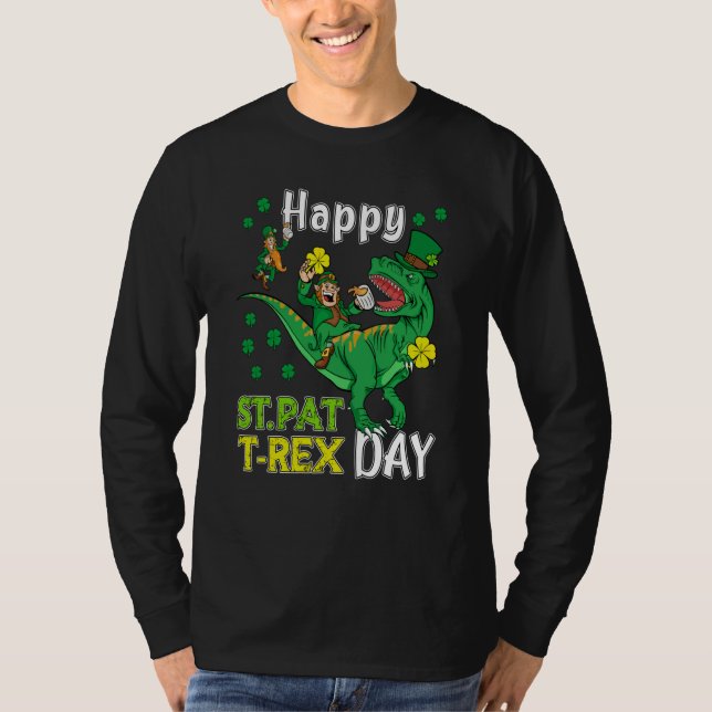 Happy St Pat Rex Saint Patrick's Day Leprechaun Di T-Shirt (Front)