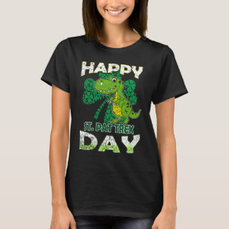 Happy St Pat Rex St Patrick's Day Cute Dinosaur Ki T-Shirt