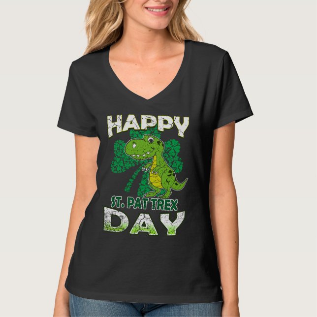 Happy St Pat Rex St Patrick's Day Cute Dinosaur Ki T-Shirt (Front)
