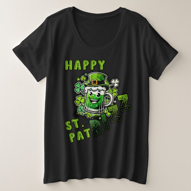 Happy St. Pat Rizz Day Plus Size T-Shirt (Design Front)