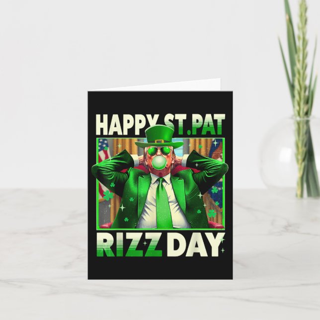Happy St Pat Rizz Day Trump Funny St. Patricks Card (Front)