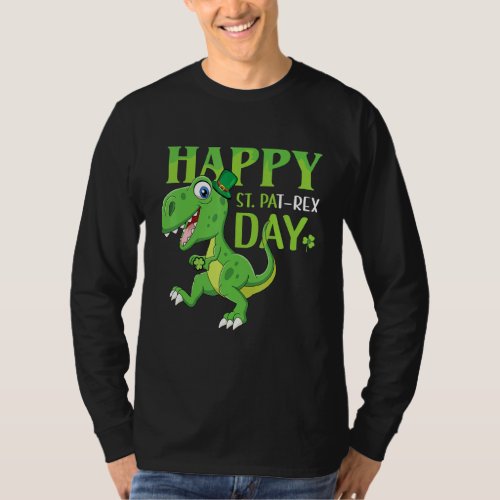 Happy st Pat T Rex Day Patricks Day Dinosaur Boys T_Shirt