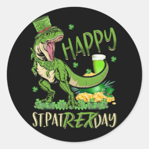 Happy St. Pat T-Rex Day St. Patrick Day Classic Round Sticker