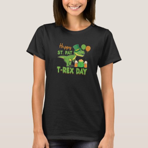Happy St Pat T Rex Dinosaur St Patrick S Day Kids  T_Shirt