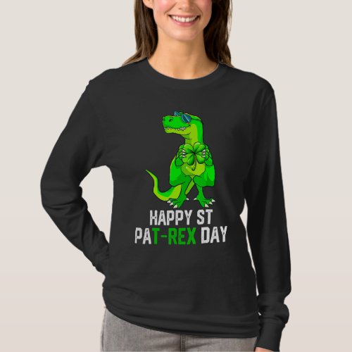 Happy St Pat T Rex Patricks Day Funny Dinosaur Bo T_Shirt