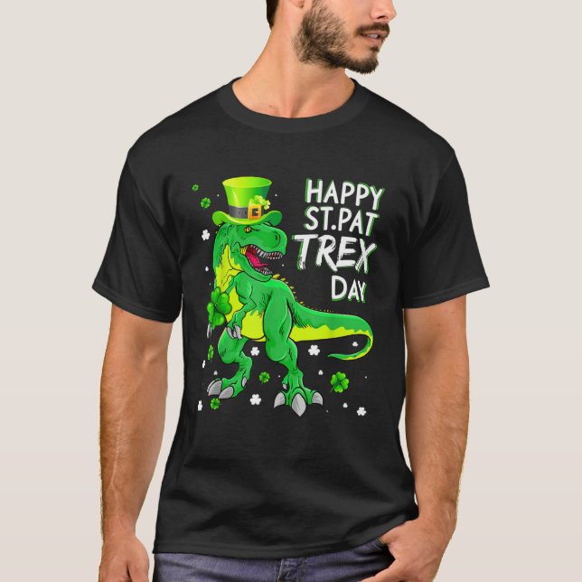 Happy St Pat T Rex Saint Patrick's Day Boys Kids I T-Shirt (Front)