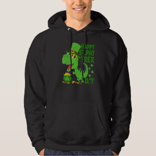 Happy St Pat T Rex Saint Patrick's Day Dinosaur Bo Hoodie
