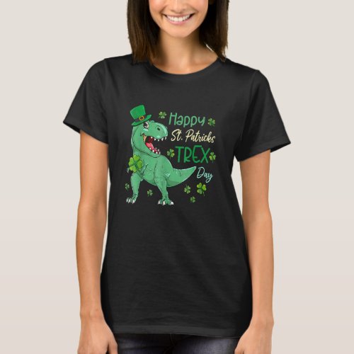 Happy St Pat T Rex Saint Patricks Day Dinosaur Bo T_Shirt