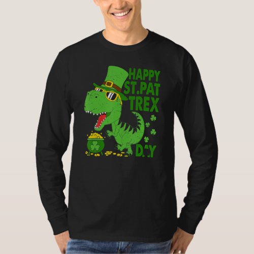 Happy St Pat T Rex Saint Patricks Day Dinosaur Bo T_Shirt
