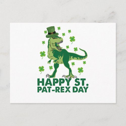 Happy St Pat T_Rex Saint Patricks Day Dinosaur  Postcard