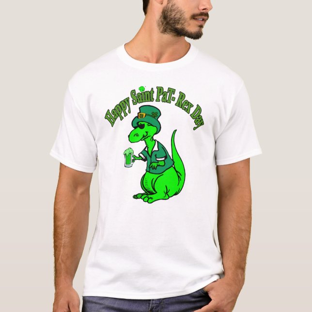 Happy St Pat T-Rex Saint Patrick's Day Dinosaur T- T-Shirt (Front)