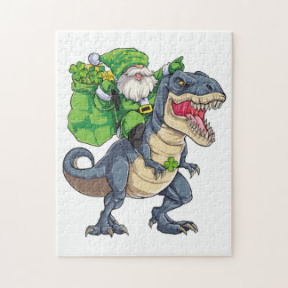 Happy St Pat T Rex Saint Patrick's Day Leprechaun Jigsaw Puzzle