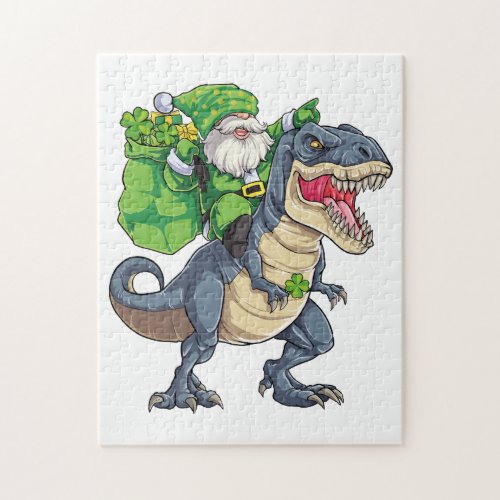 Happy St Pat T Rex Saint Patricks Day Leprechaun  Jigsaw Puzzle