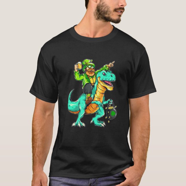 Happy St Pat T Rex Saint Patrick's Day Leprechaun  T-Shirt (Front)