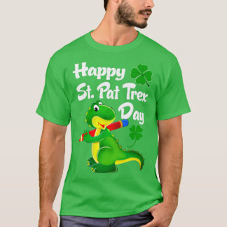 Happy St Pat trex Day Cute Dinosaur FourLeaf Clove T-Shirt