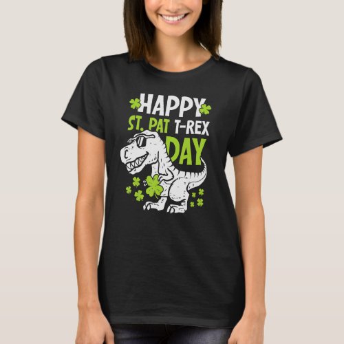 Happy St Pat Trex Day Dino Boys Toddler Kids St Pa T_Shirt