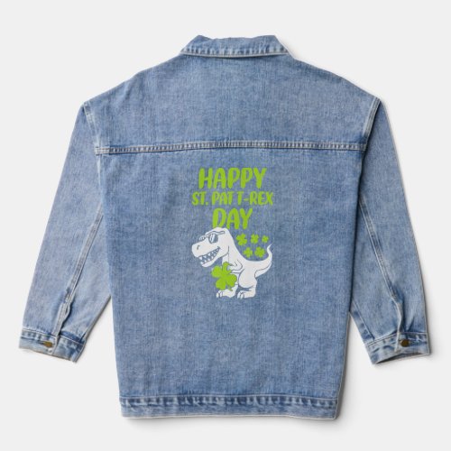 Happy St Pat Trex Day Dino St Patricks Day Toddler Denim Jacket