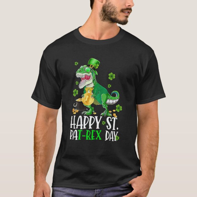 Happy St Pat Trex Day Dino St Patricks Day Toddler T-Shirt (Front)