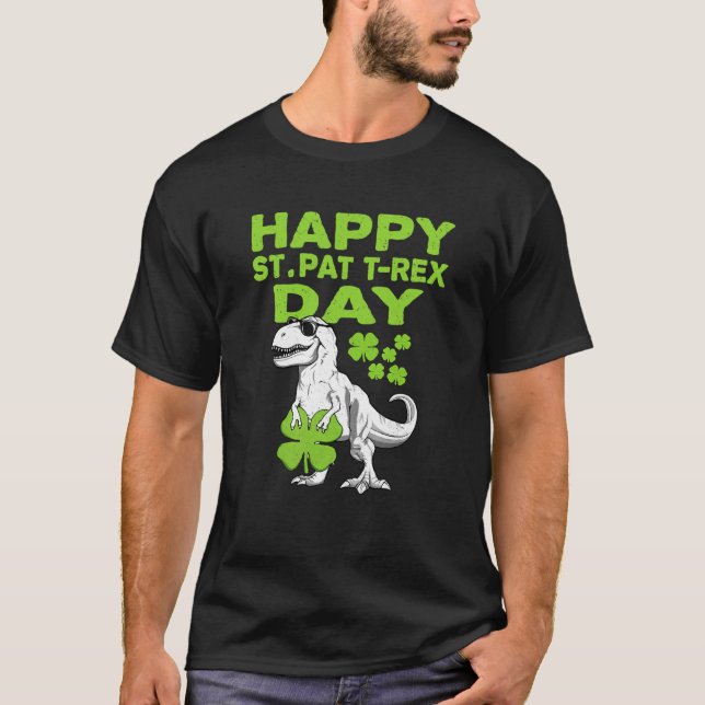 Happy St Pat Trex Day Dino St Patricks Day Toddler T-Shirt (Front)