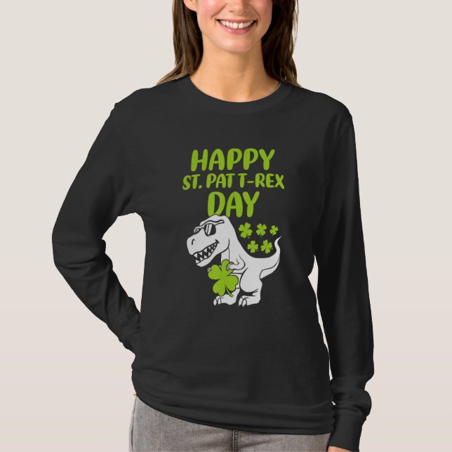Happy St Pat Trex Day Dino St Patricks Day Toddler T-Shirt (Front)