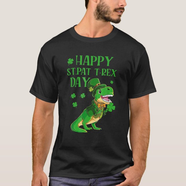 Happy St Pat Trex Day Dino St Patricks Day Toddler T-Shirt (Front)