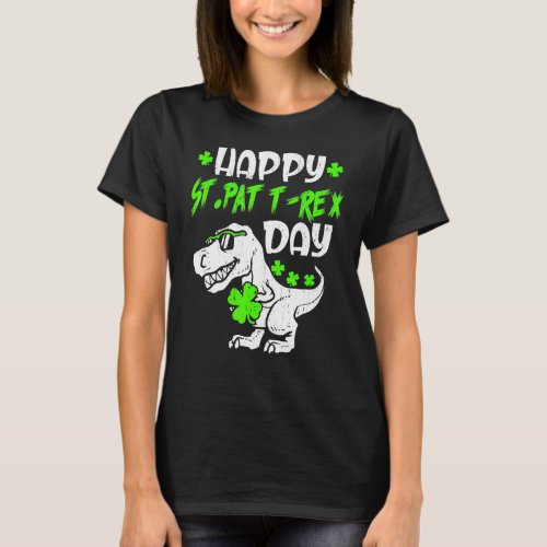 Happy St Pat Trex Day Dinosaur Kid Boys St Patrick T_Shirt