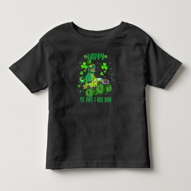Happy St Pat Trex Day Dinosaur Toddler St Patricks T-shirt (Front)