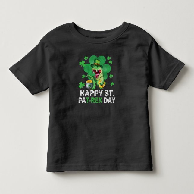 Happy St Pat Trex Day Dinosaur Toddler St Patricks Toddler T-shirt (Front)
