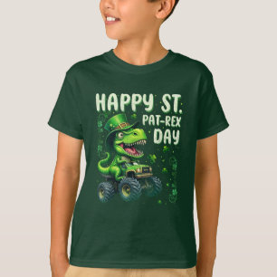 Happy St. Pat Trex Day Dinosaur with Shamrocks T-Shirt