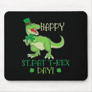 Happy St Patrex Day Pat T-rex Dino Irish Pat Trex Mouse Pad
