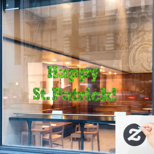 Happy St Patrick Clovers Typography Shamrock Window Cling