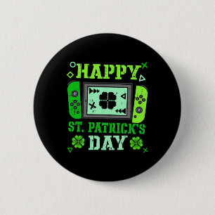 Happy St Patrick Day Lucky Gamer Paddys Gaming Boy Button