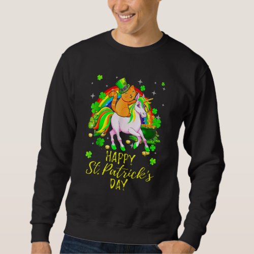 Happy St  Patrick S Day 2022 Unicorn Cat Cute Funn Sweatshirt