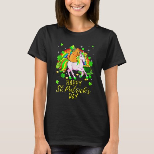 Happy St  Patrick S Day 2022 Unicorn Cat Cute Funn T_Shirt