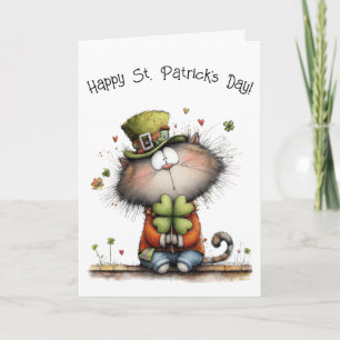 Happy St. Patrick’s Day Cat - Kitty Greetings Card